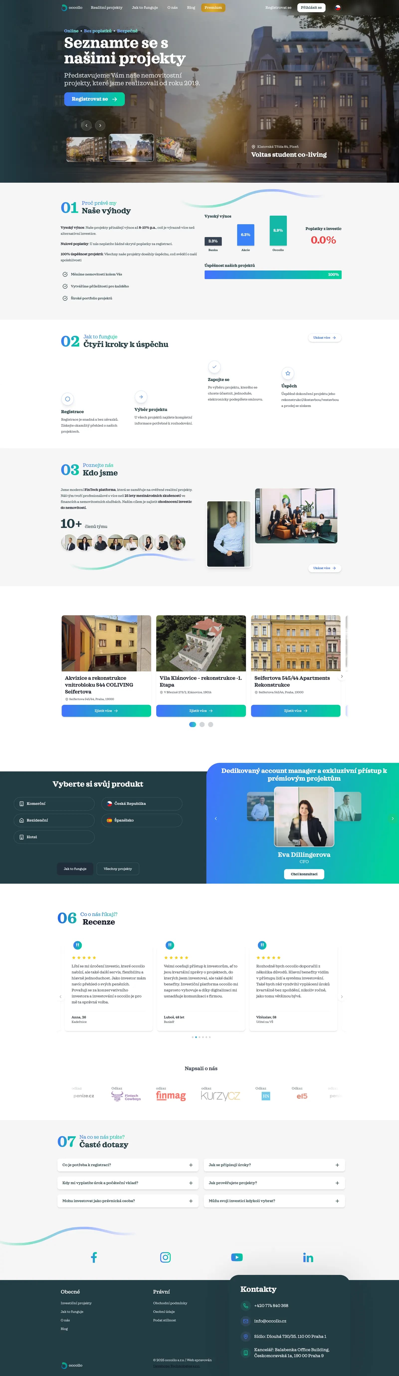 Occollo website homepage